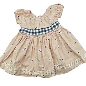 Platinum by Matilda Jane Pink Floral Gingham Flutter Dress Cotton Girls Size 2